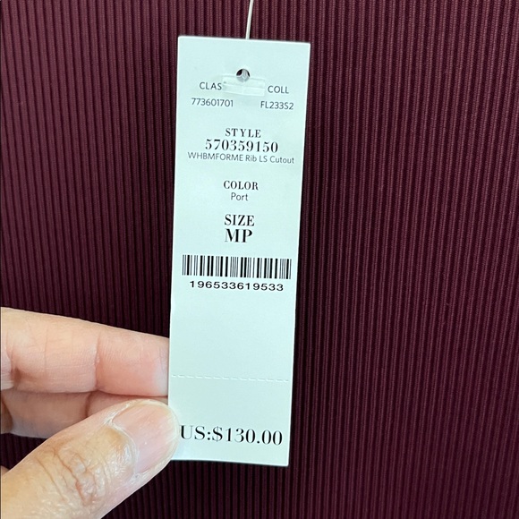 WHBM® FORME Rib Long Sleeve Cutout Midi Dress Stretch Medium Petite Port New - Picture 9 of 9